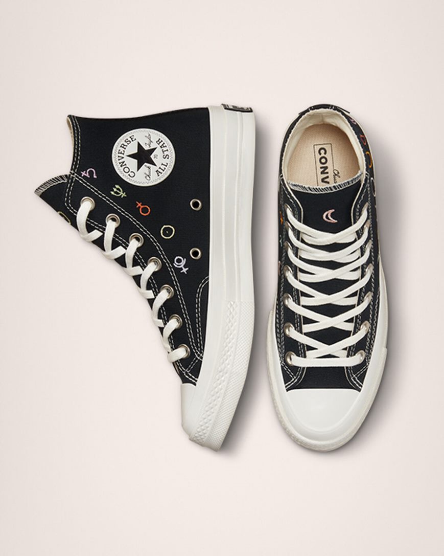 Tenisi Inalti Dama Converse Chuck 70 Mystic Symbols Negrii Albi | RO RCXSP725